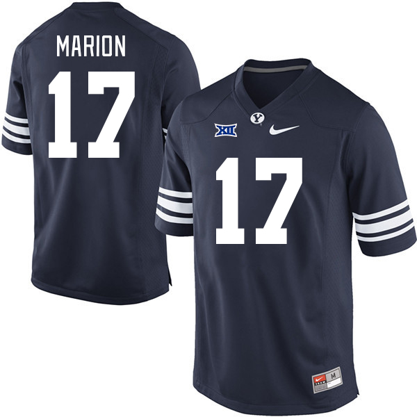 BYU Cougars #17 Keelan Marion Big 12 Conference College Football Jerseys Stitched Sale-Navy